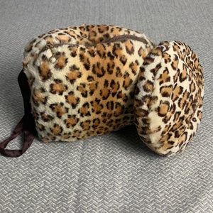 Vintage 60s Animal Print Faux Fur Muff and Hat